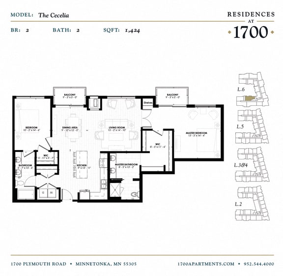 Floor Plan at Residences at 1700, Minnetonka, MN, 55305