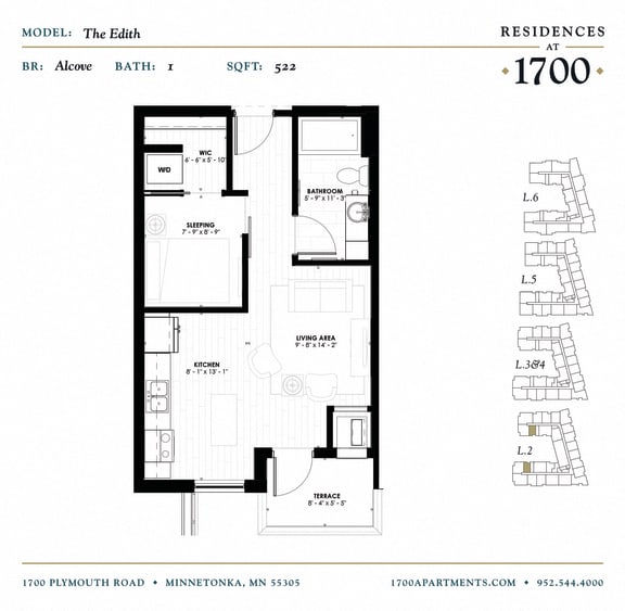 Floor Plan at Residences at 1700, Minnetonka, 55305