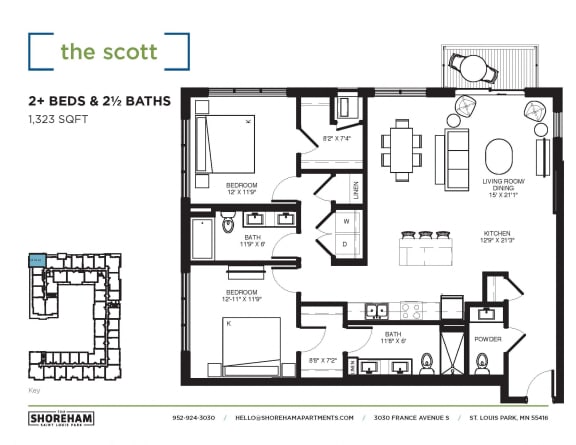 Floor Plan  Floor plan at The Shoreham, St. Louis Park, MN 55416