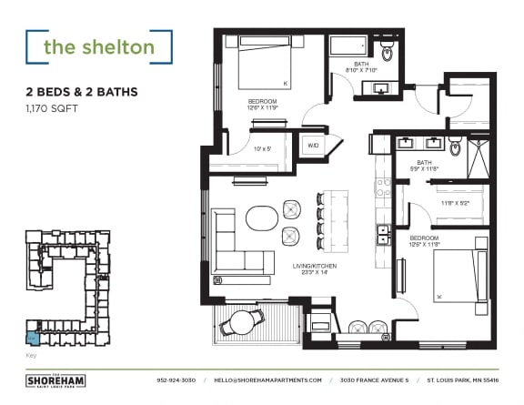 Floor plan at The Shoreham, St. Louis Park, 55416