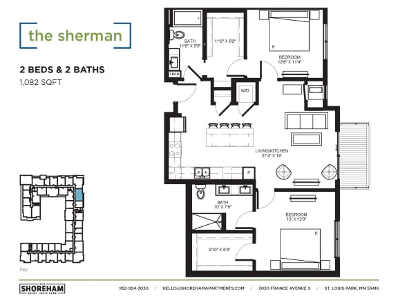 Floor plan at The Shoreham, St. Louis Park, MN 55416