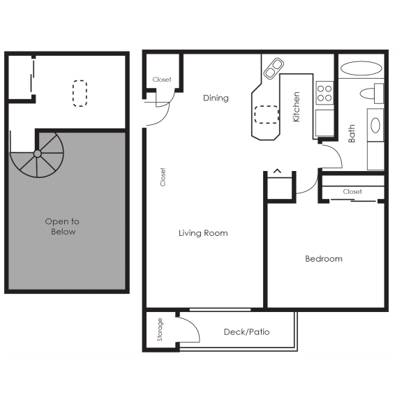  Floor Plan One Bedroom Loft