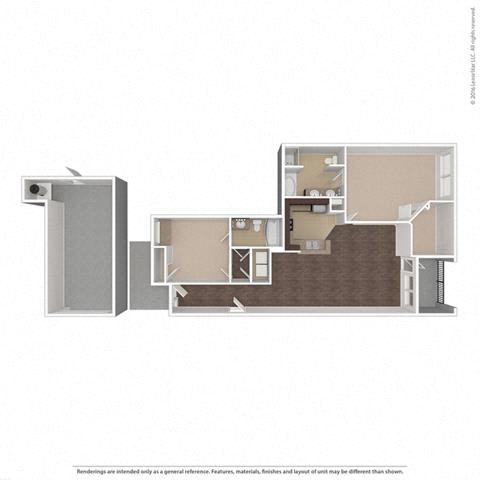 Asteria 2 Bed 2 Bath, 1246 Square-Foot Floor Plan at Orion McKinney, McKinney, Texas