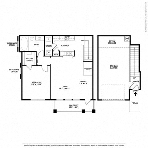 Axis 1 Bedroom 1 Bath Floor Plan at Orion McKinney, McKinney, TX, 75070