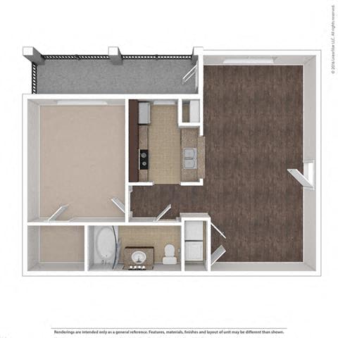 Eclipse 1 Bedroom 1 Bathroom, 726 Square-Foot Floor Plan at Orion McKinney, McKinney, Texas