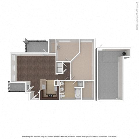 2 Bedroom 1 Bath, 1098 Square-Foot Floor Plan at Orion McKinney, Texas