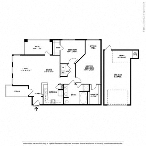 2 Bed 1 Bath Floorplan 2 Bed 1 Bath Floorplan at Orion McKinney, Texas, 75070