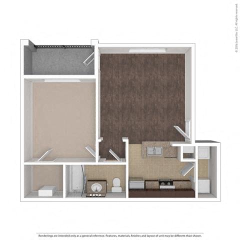 1 Bed 1 Bath Floor Plan 1 Bed 1 Bath, 608 Square-Foot Floor Plan at Orion McKinney, McKinney, TX, 75070