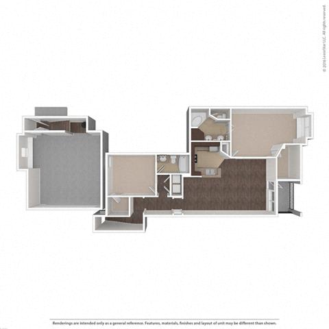 Kalinda 2 Bed 2 Bath, 1364 Square-Foot Floor Plan at Orion McKinney, Texas, 75070