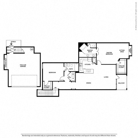 Kalinda 2 Bedroom 2 Bathroom Floor Plan at Orion McKinney, McKinney, TX, 75070