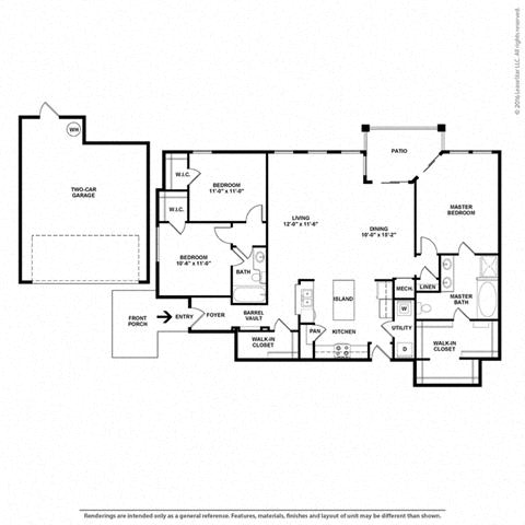 Lunar 3 bedroom 2 bath Floor Plan at Orion McKinney, Texas, 75070