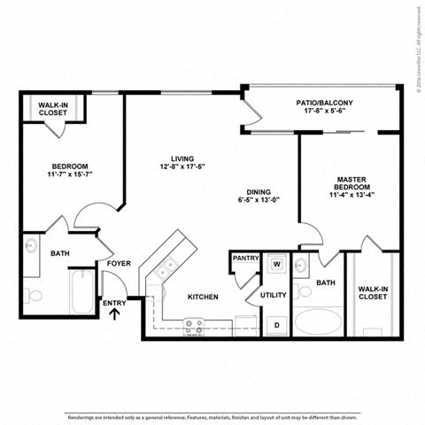 2 Bedroom 2 Bathroom Floor Plan at Orion McKinney, Texas