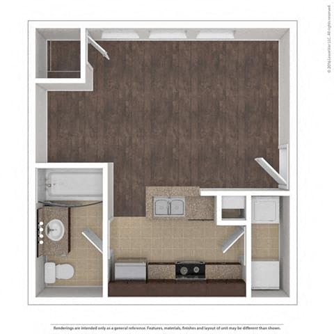 Studio 430 Square-Foot Floor Plan at Orion McKinney, McKinney