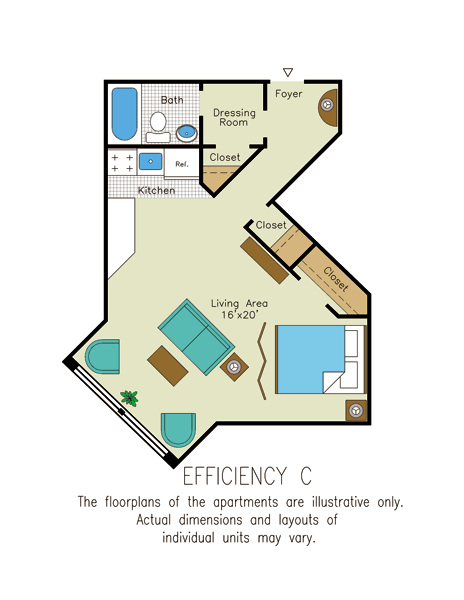 Studio 1 bathroom F Floorplan Studio 1 bathroom F Floorplan at Quebec House, Washington, DC