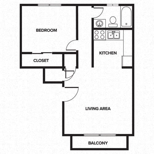  Floor Plan 1 bedroom, 1 bath