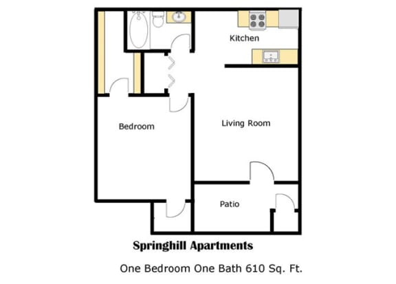 Springhill one bedroom apartment 2D floor plan