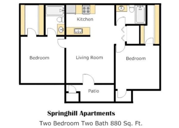 Springhill two bedroom apartment 2D floor plan