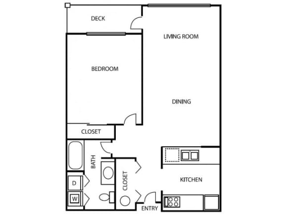 1 Bedroom 1 Bathroom A1 Floorplan at Axcess 15 Apartments, Portland, OR