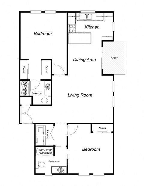 Floor Plan  2-Bedroom, 2-Bath