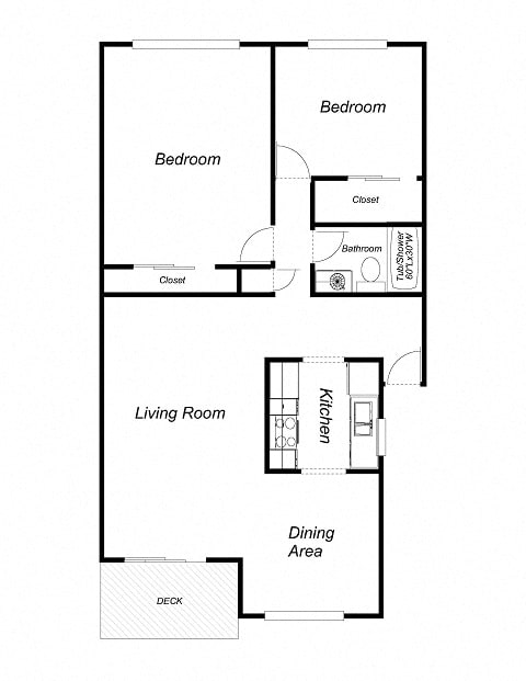 Floor Plan  2 Bedrooms, 1 Bathroom