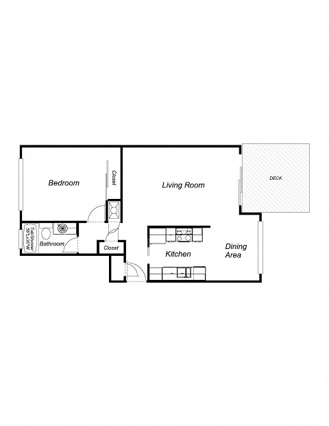 Floor Plan  1-Bedroom, 1-Bathoom 740