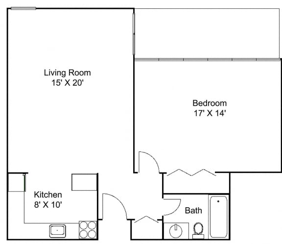1 bed 1bath B Floor plan 1 bed 1bath B Floor plan at Hillsborough Apartments, Minnesota