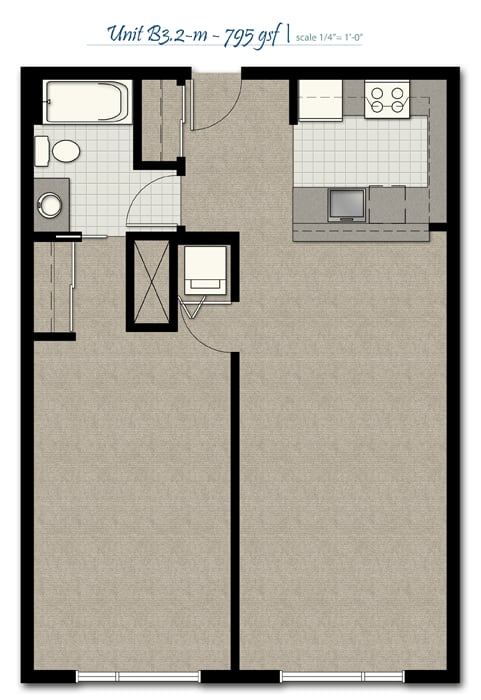 One Bedroom B3 2 M FloorPlan at The Corydon, Seattle, WA