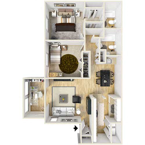 Two Bedroom Floor Plan at Paces Ridge at Vinings, Atlanta, 30339