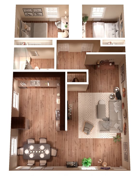 Floor Plan  Le Mar Apartments in Fullerton, CA. 2 Bedroom &amp; 1 Bathroom Apartment Layout