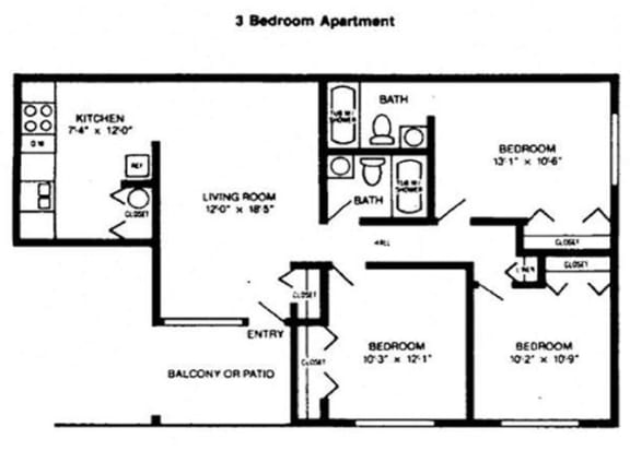 Floor Plan Three Bedroom Apartment