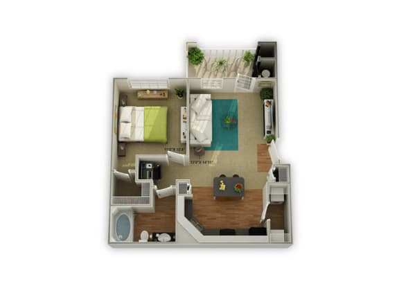 Ridgecrest Floorplan 1 Bedroom 1 Bath 726 Total Sq Ft at Legends at Charleston Park Apartments, North Charleston, SC, 29420