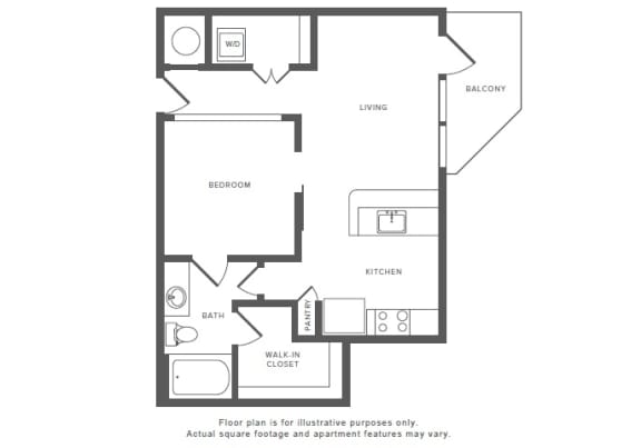 1 Bed 1 Bath A3 Floor Plan at Windsor by the Galleria, Dallas, Texas