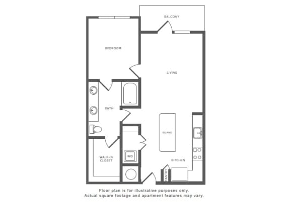 1 Bed 1 Bath A7.2 Floor Plan at Windsor by the Galleria, Dallas, TX