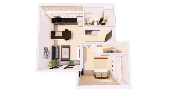 1 Bedroom D 1 Bathroom Floor plan 1 Bedroom D 1 Bathroom Floor plan at Bostad Apartments, North Dakota