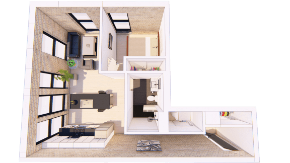 1 Bedroom F 1 Bathroom Floor plan 1 Bedroom F 1 Bathroom Floor plan at Bostad Apartments, Fargo, ND, 58102