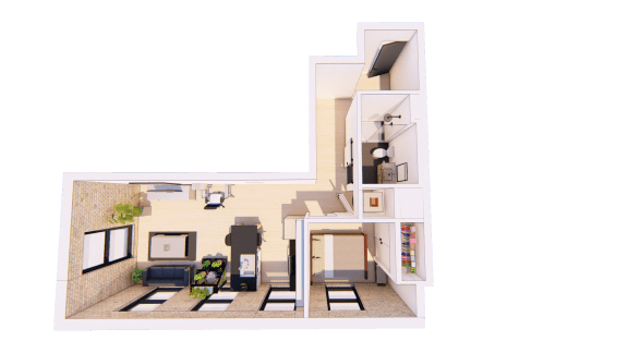 1 Bedroom H 1 Bathroom Floor plan 1 Bedroom H 1 Bathroom Floor plan at Bostad Apartments, Fargo, 58102