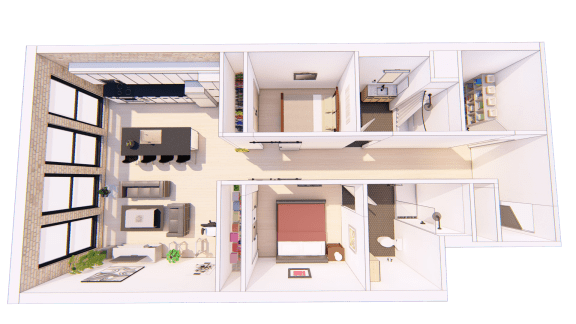 2 Bedroom 2 Bathroom Floor plan 2 Bedroom 2 Bathroom Floor plan at Bostad Apartments, Fargo, ND, 58102