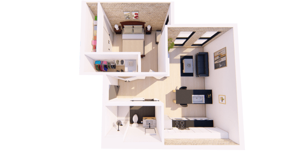 1 Bedroom I1 Bathroom Floor plan 1 Bedroom I1 Bathroom Floor plan at Bostad Apartments, Fargo, 58102