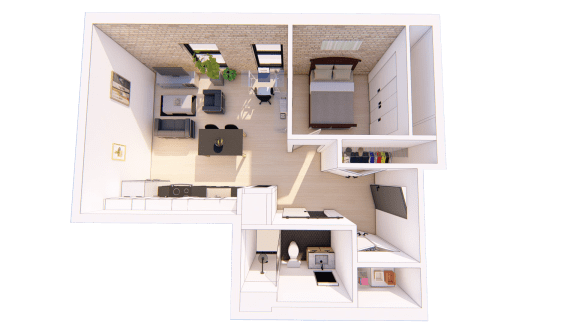 1 Bedroom J 1 Bathroom Floor plan 1 Bedroom J 1 Bathroom Floor plan at Bostad Apartments, Fargo, North Dakota