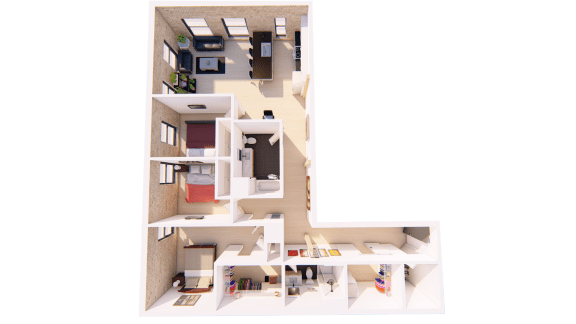 3 Bedroom 2 Bathroom Floor plan 3 Bedroom 2 Bathroom Floor plan at Bostad Apartments, North Dakota