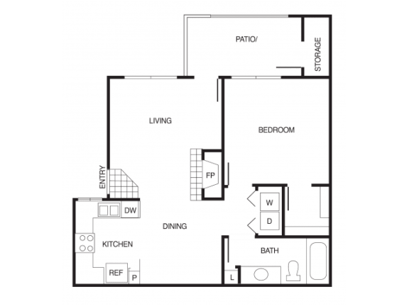 A2 1 Bed 1 Bath Floor Plan at Country Brook Apartments, Arizona, 85226