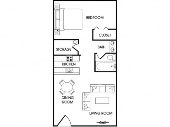 Floor Plan  1 bedroom 2 bathroom floor plan at aspen leaf apartments in flagstaff az