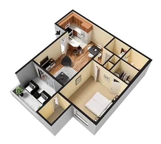 Floor Plan  1x1 floor plan Vista Pointe Apartment Homes | Covina CA 91724