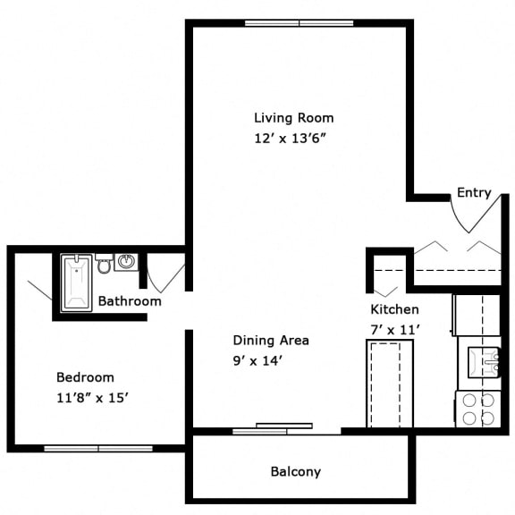  Floor Plan 1 Bedroom