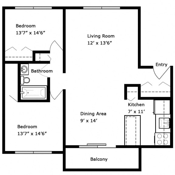  Floor Plan 2 Bedroom