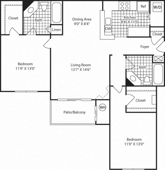 B3B Floor Plan at Westerly at Worldgate, Herndon, 20170