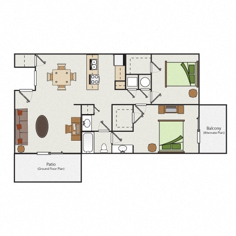 2x1 Floor Plan Vacaville Apartments for Rent-Creekside Gardens Apartments Living Room