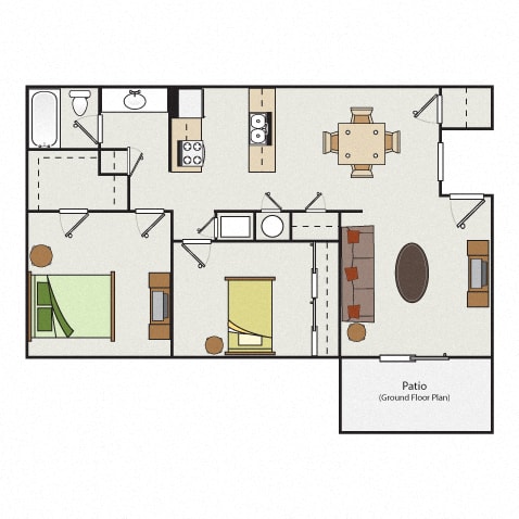 2x1 Floor Plan  Vacaville Apartments for Rent-Creekside Gardens Apartments Living Room
