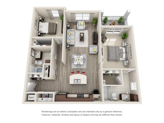 B2A Unit 2BR Floor Plan B2A Unit 2BR Floor Plan for Vintage Blackman Apartments in Murfeesboro, Tennessee