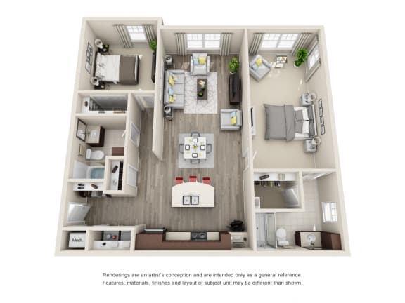 B3 Unit 2BR Floor Plan for Vintage Blackman Apartments in Murfeesboro, Tennessee B3 Unit 2BR Floor Plan for Vintage Blackman Apartments in Murfeesboro, Tennessee
